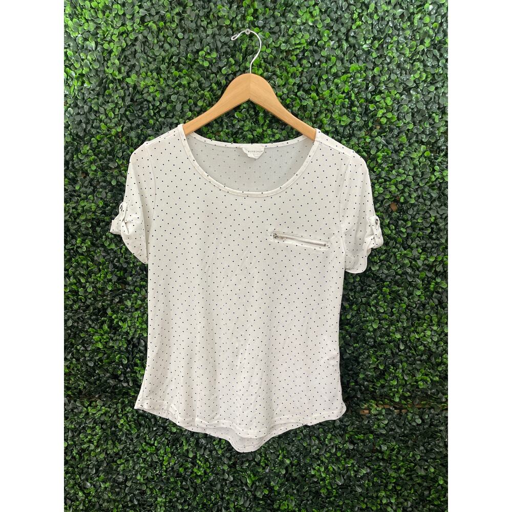 The Workshop, White and Blue polka Dot Blouse, Women’s Size M